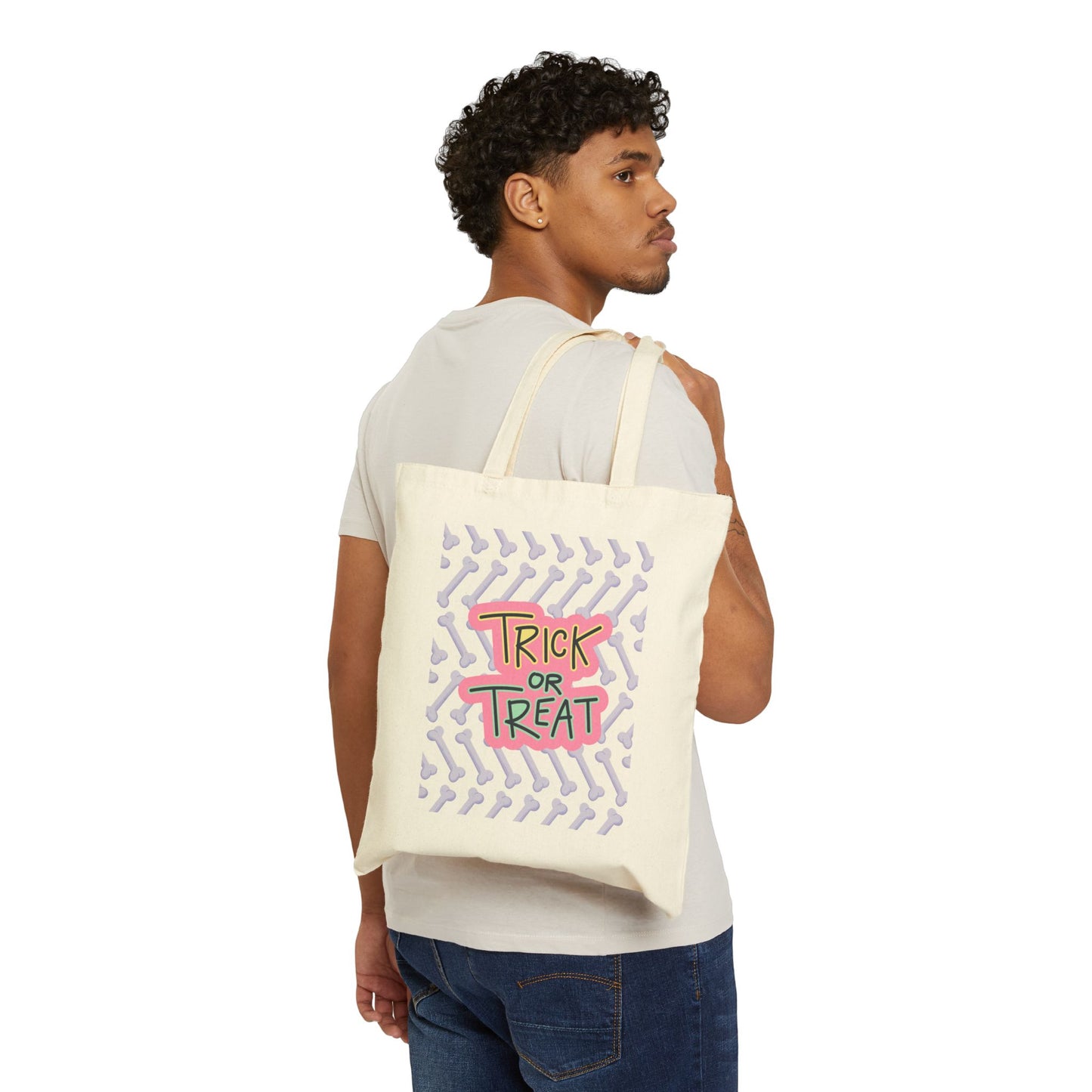 Bones Trick or Treat Cotton Canvas Tote Bag