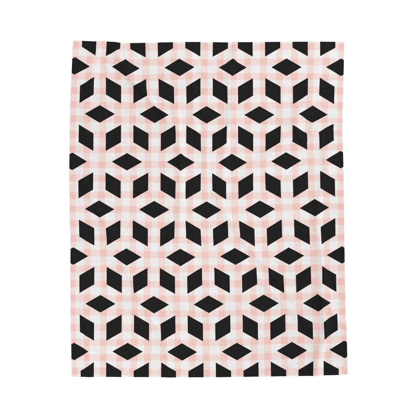 Pink Black Geometric Velveteen Plush Blanket