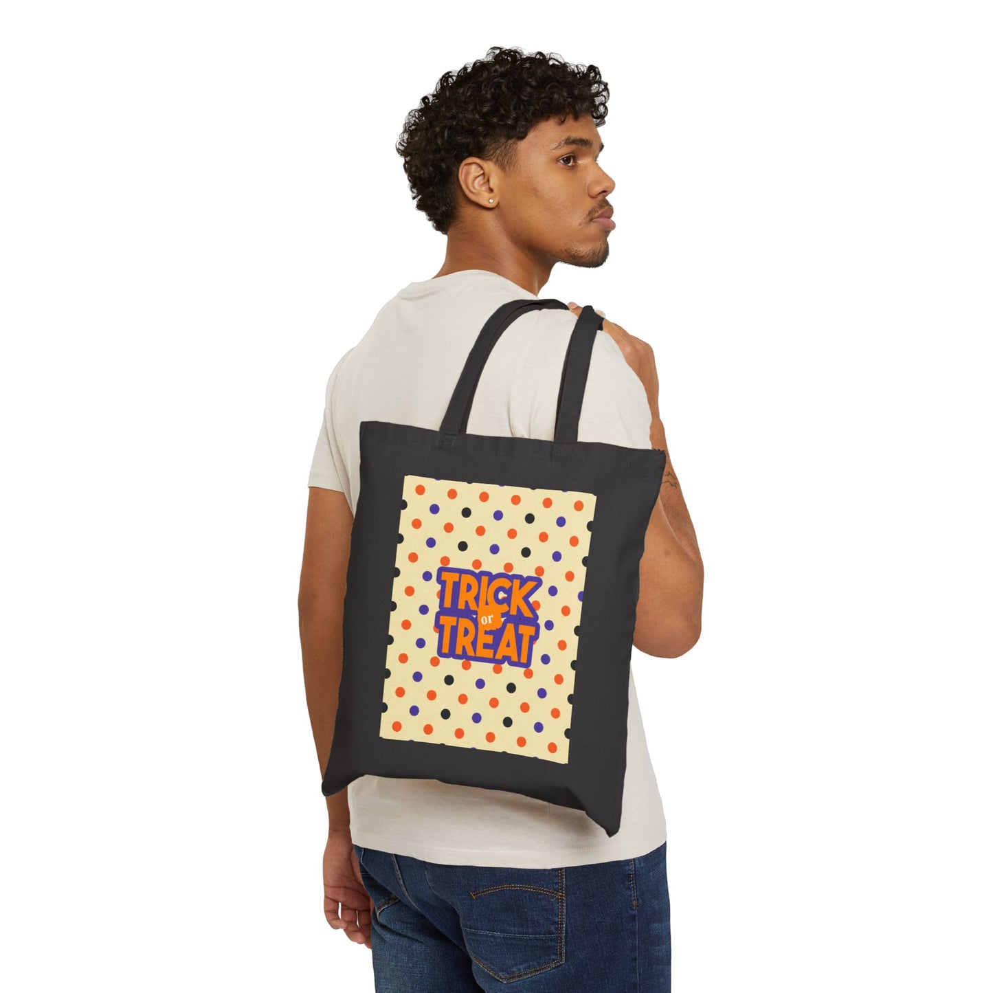 Dots Trick or Treat Cotton Canvas Tote Bag