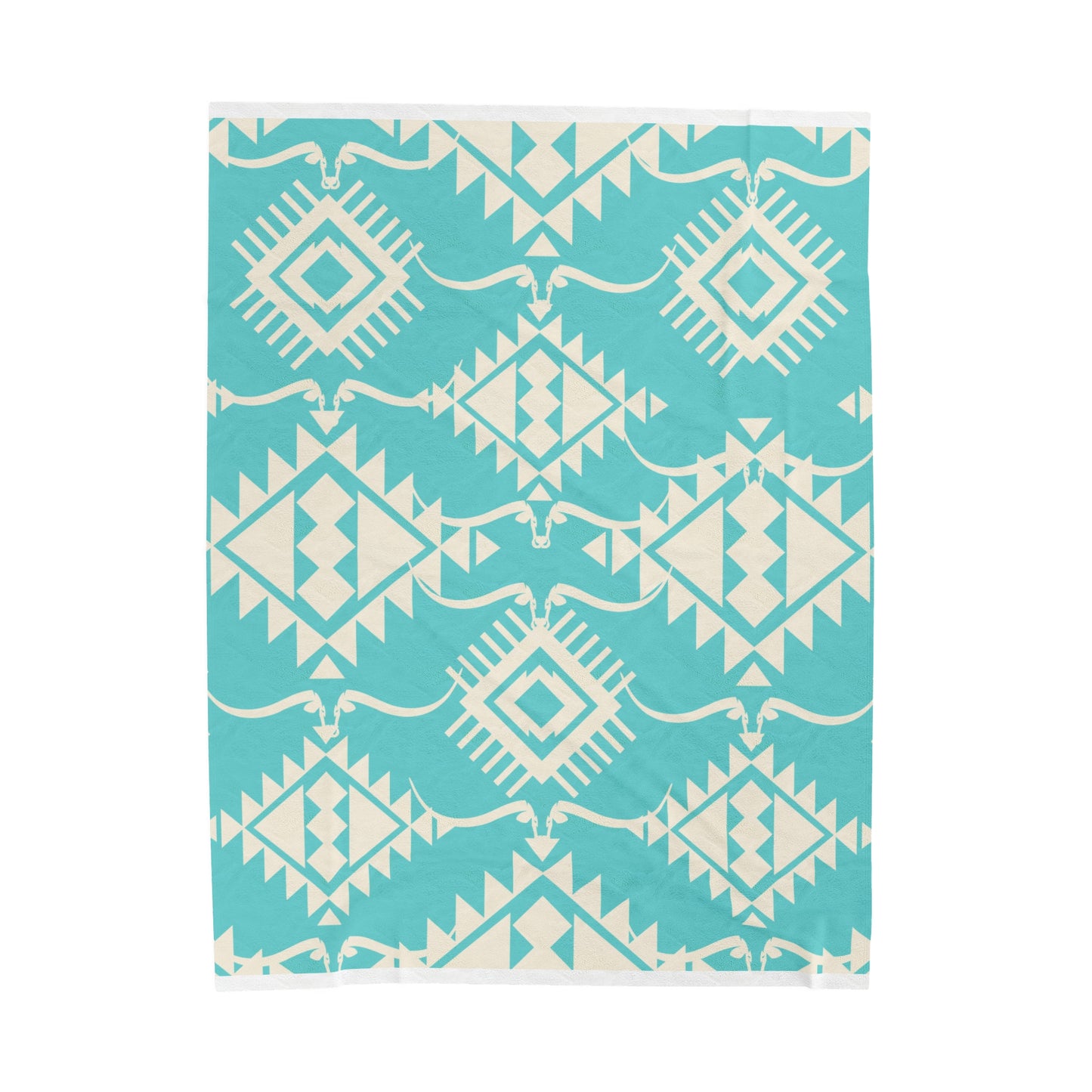 Southwest Turquoise Steer Velveteen Plush Blanket