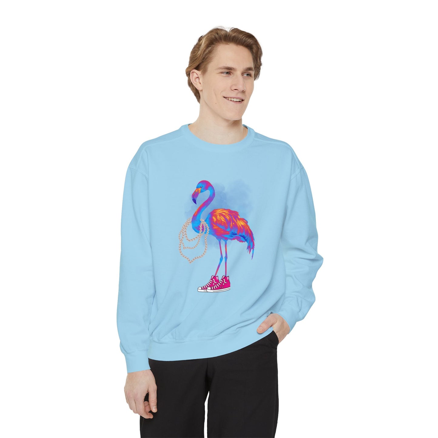 Harris Walz Bright HW Flamingo Unisex Garment-Dyed Sweatshirt