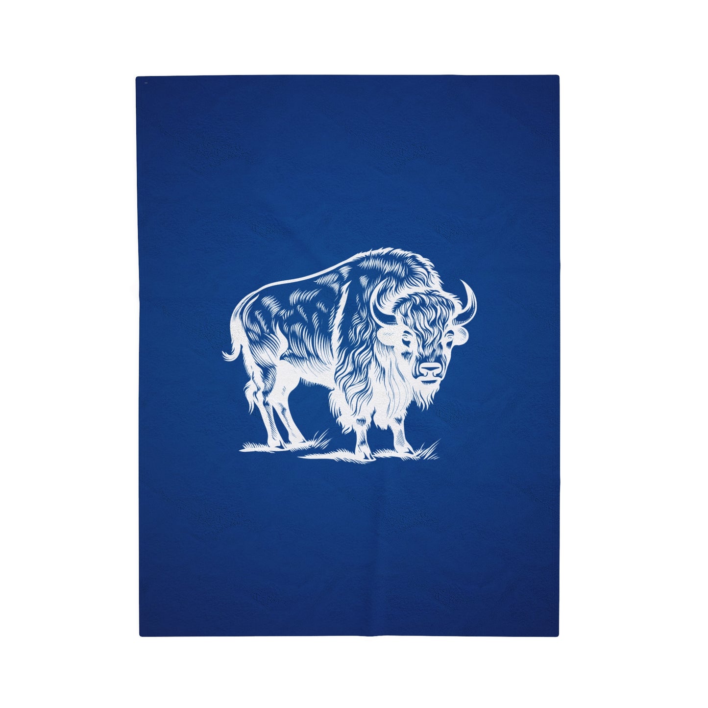 White Bison Velveteen Plush Blanket