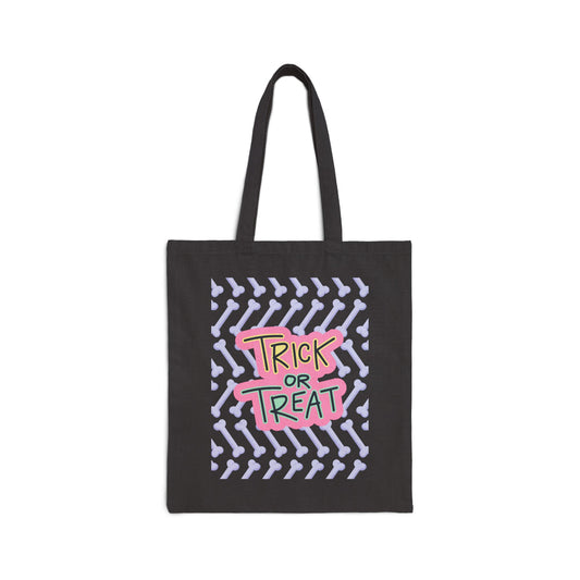 Bones Trick or Treat Cotton Canvas Tote Bag