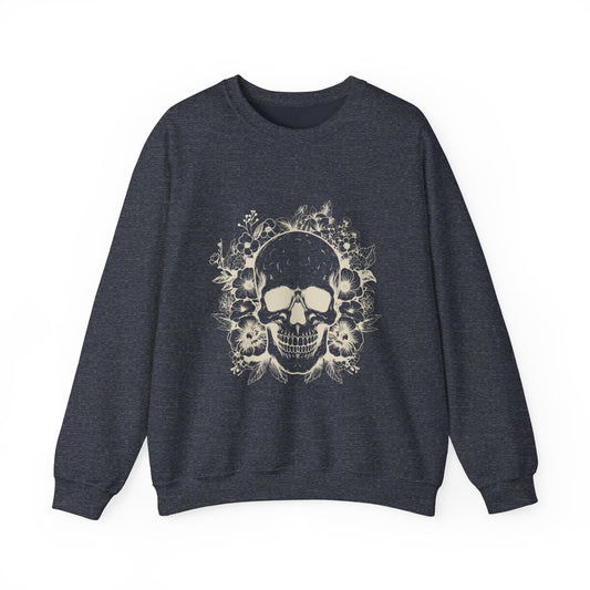 Inked Skull Flowers Unisex Heavy Blend™ Crewneck Sweatshirt