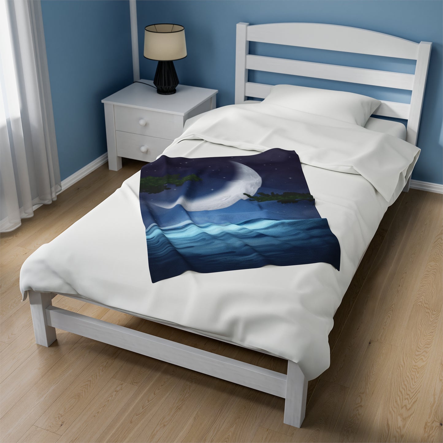 Ocean Moon Velveteen Plush Blanket