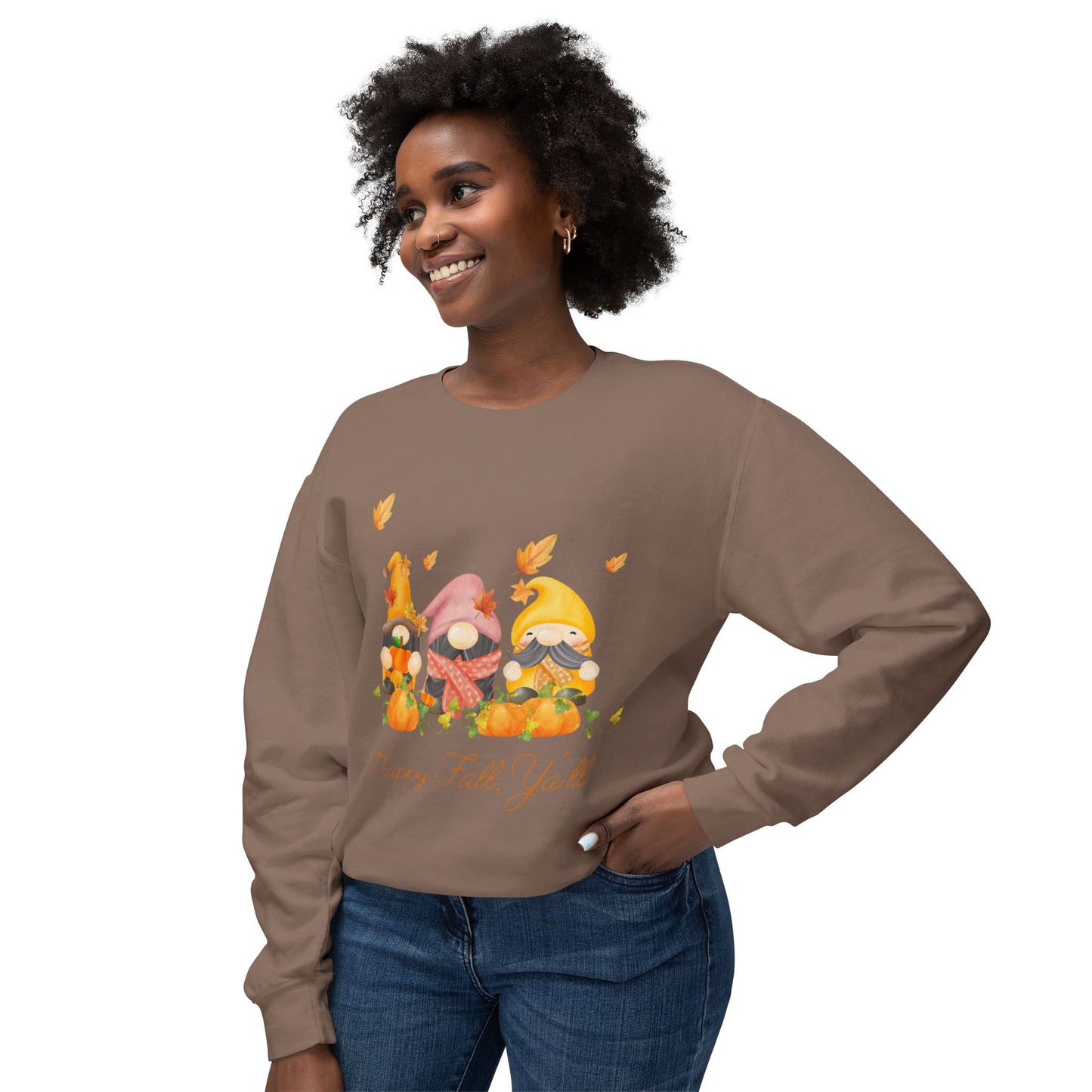 Fall Gnomies Unisex Lightweight Crewneck Sweatshirt