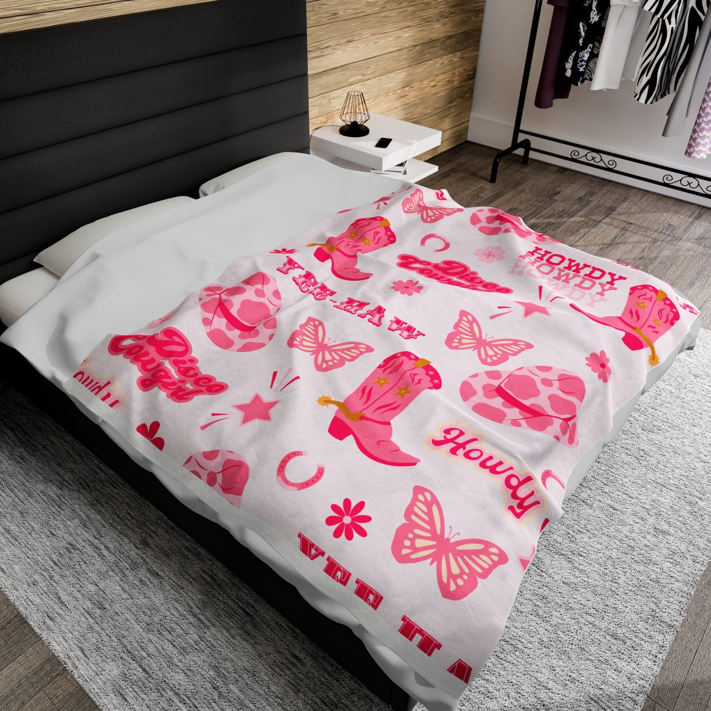 Plush Blanket - Yeehaw Howdy Pink Western Design