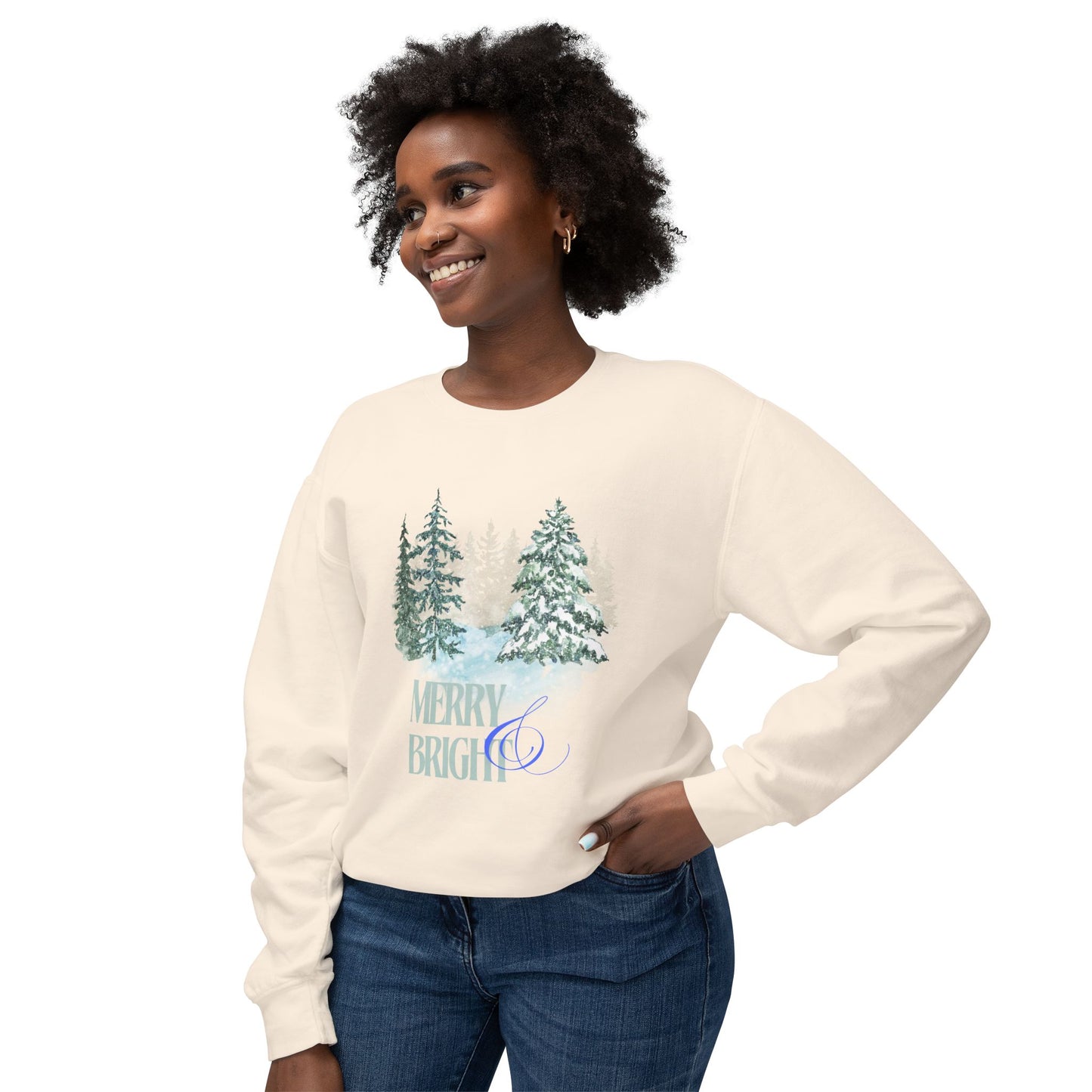 Merry & Bright Unisex Lightweight Crewneck Sweatshirt