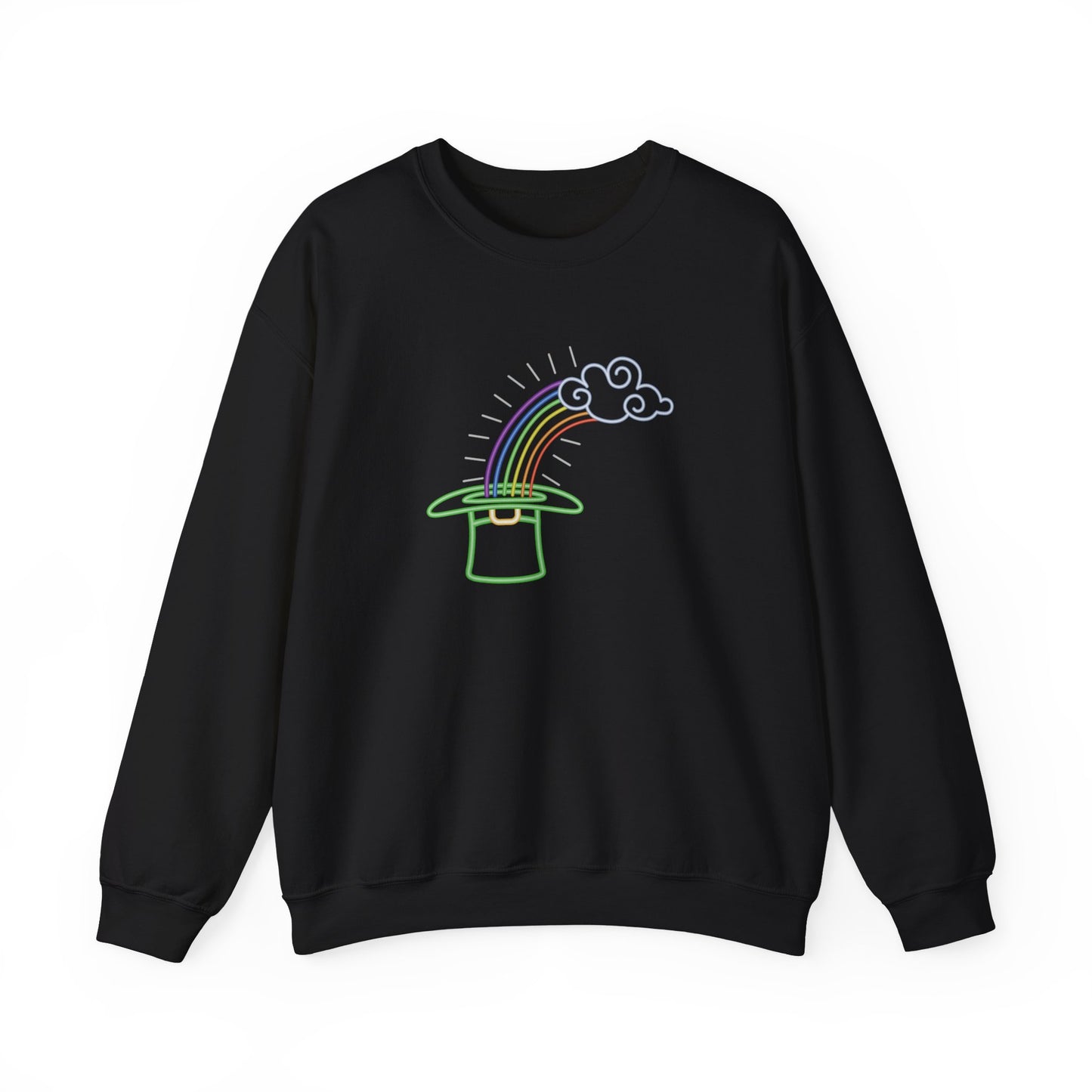 Neon Leprechaun Rainbow St Patrick’s Day Unisex Heavy Blend™ Crewneck Sweatshirt