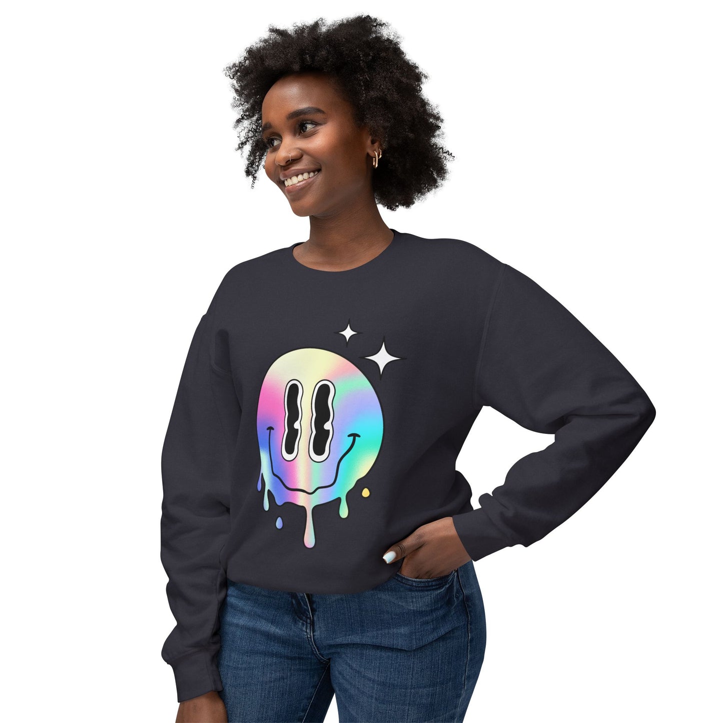 Smiley Melt Unisex Lightweight Crewneck Sweatshirt