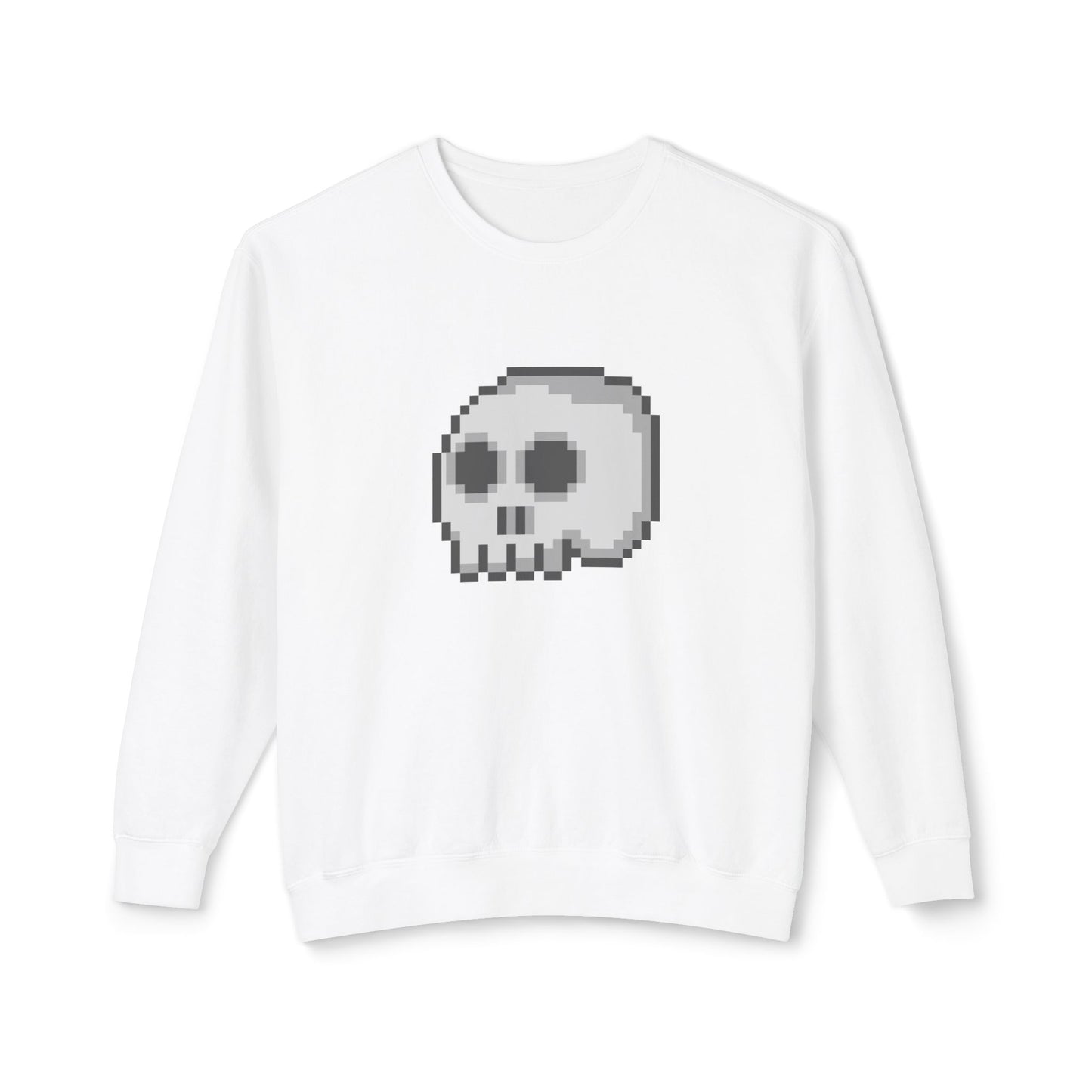 Pixel Skull Unisex Lightweight Crewneck Sweatshirt