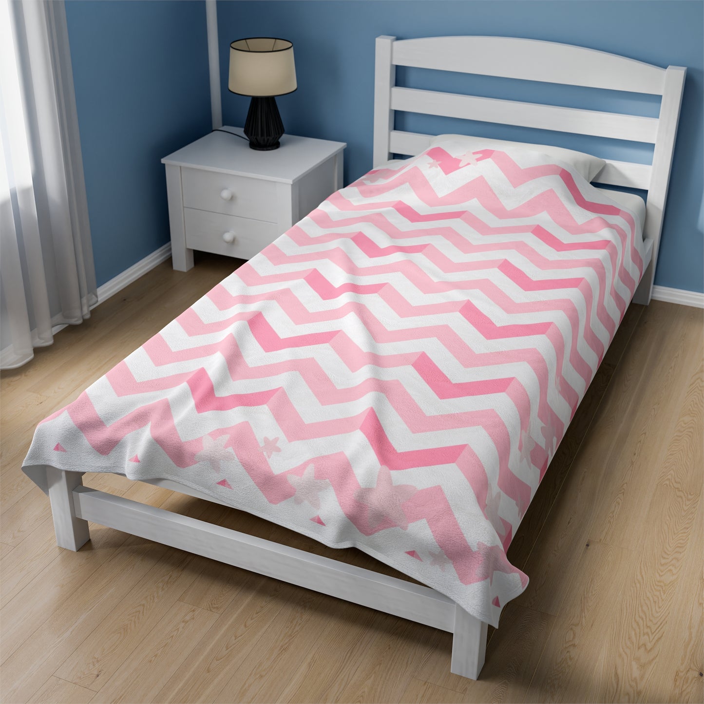 Velveteen Plush Blanket - Pink Chevron Cozy