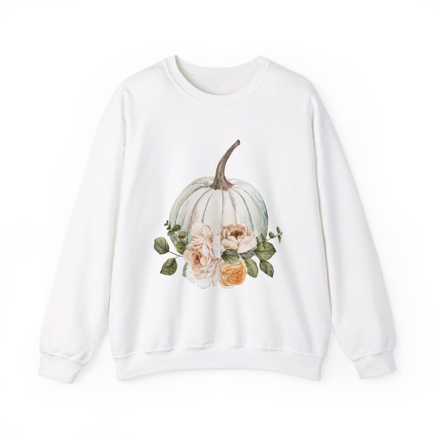 White Floral Pumpkin Unisex Heavy Blend™ Crewneck Sweatshirt