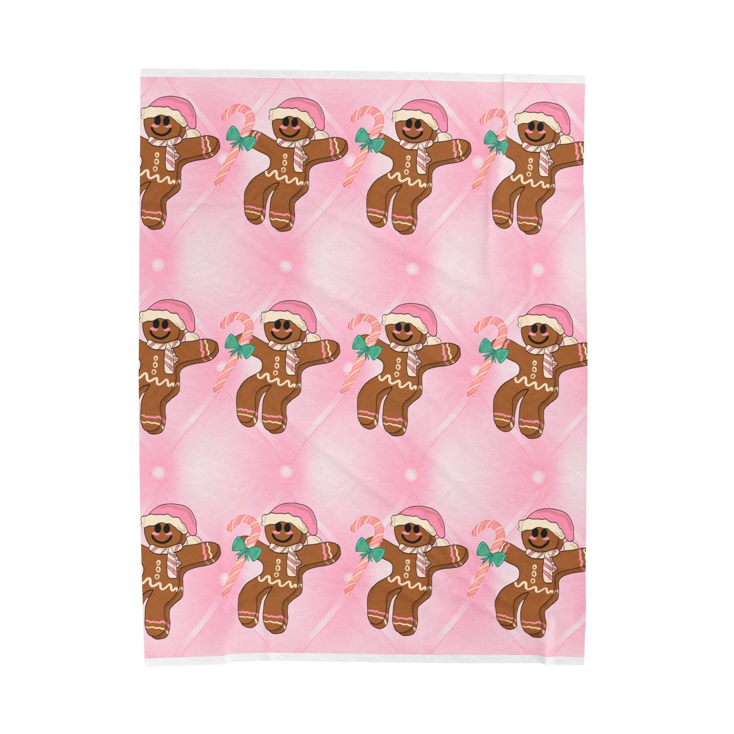 Pink Gingerbread Velveteen Plush Blanket