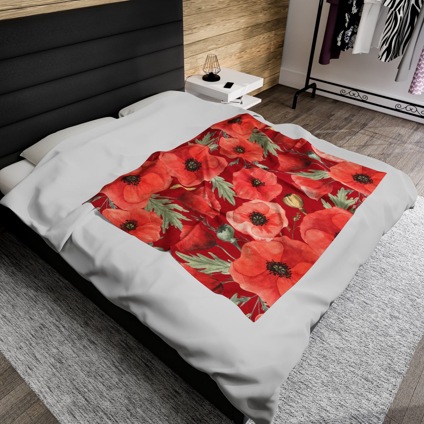 Poppies Velveteen Plush Blanket