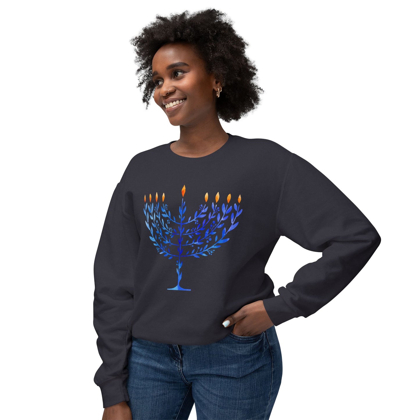 Leaf Blue Unisex Lightweight Crewneck Sweatshirt