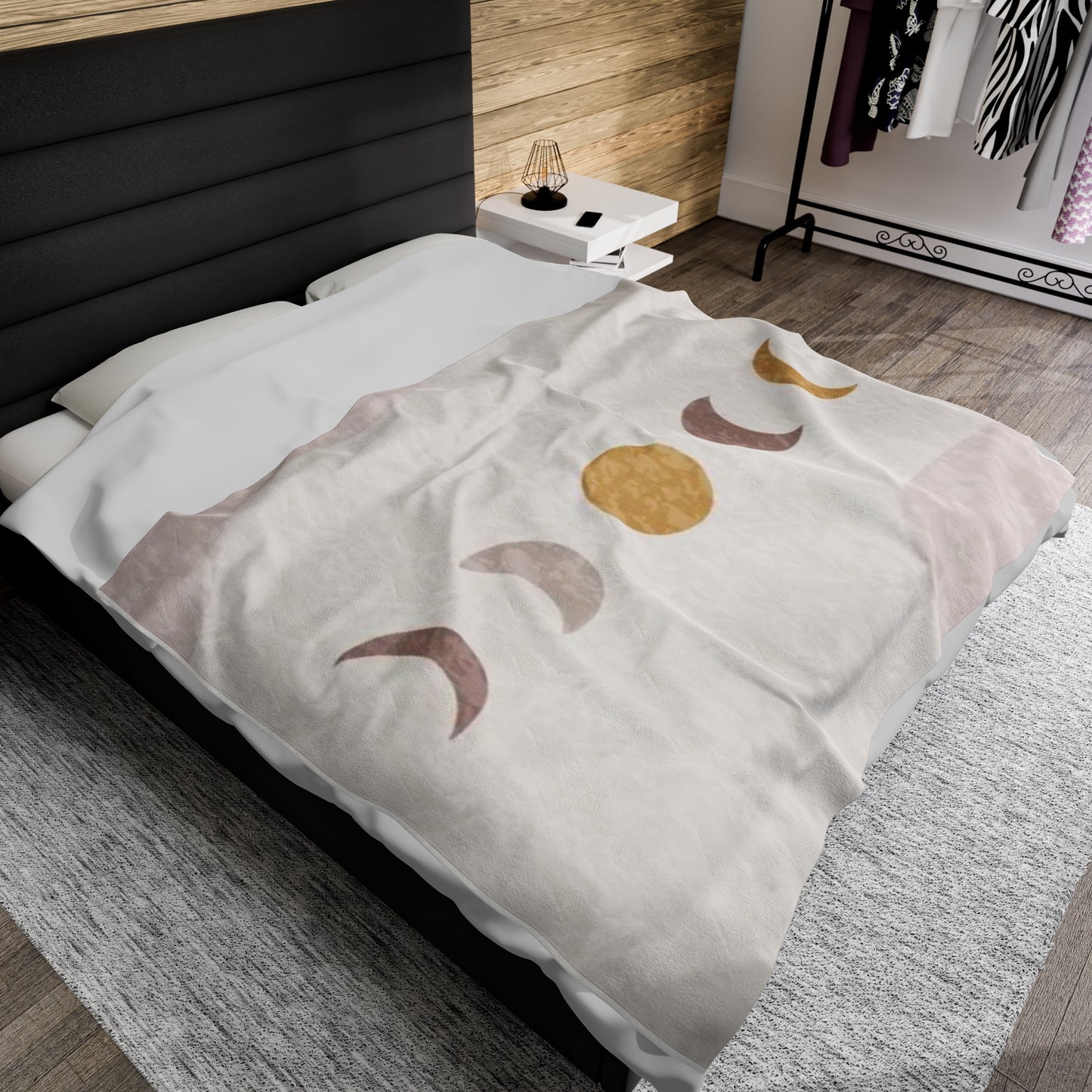 Moon Phase Velveteen Plush Blanket