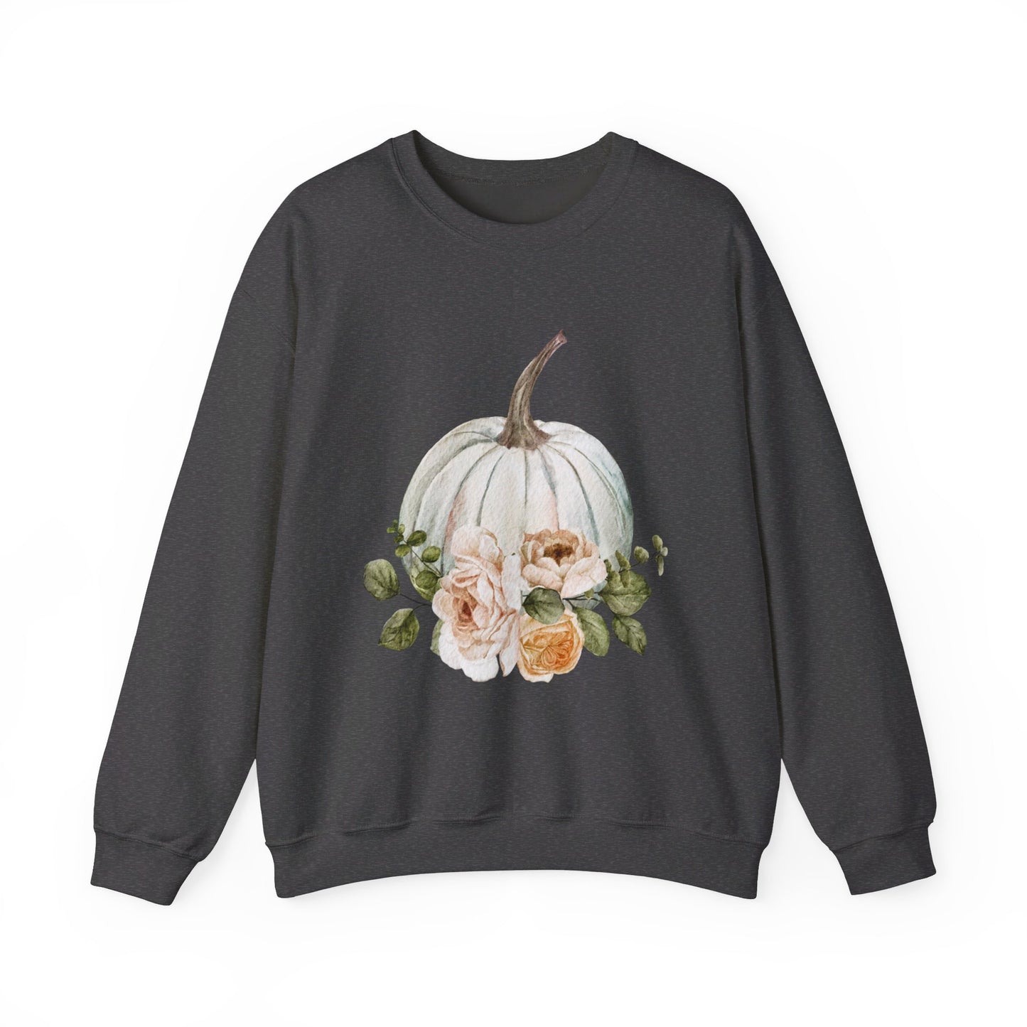 White Floral Pumpkin Unisex Heavy Blend™ Crewneck Sweatshirt