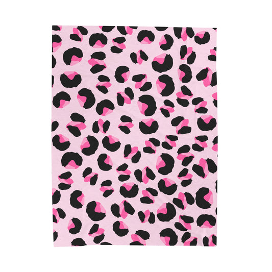 Pink Leopard Velveteen Plush Blanket