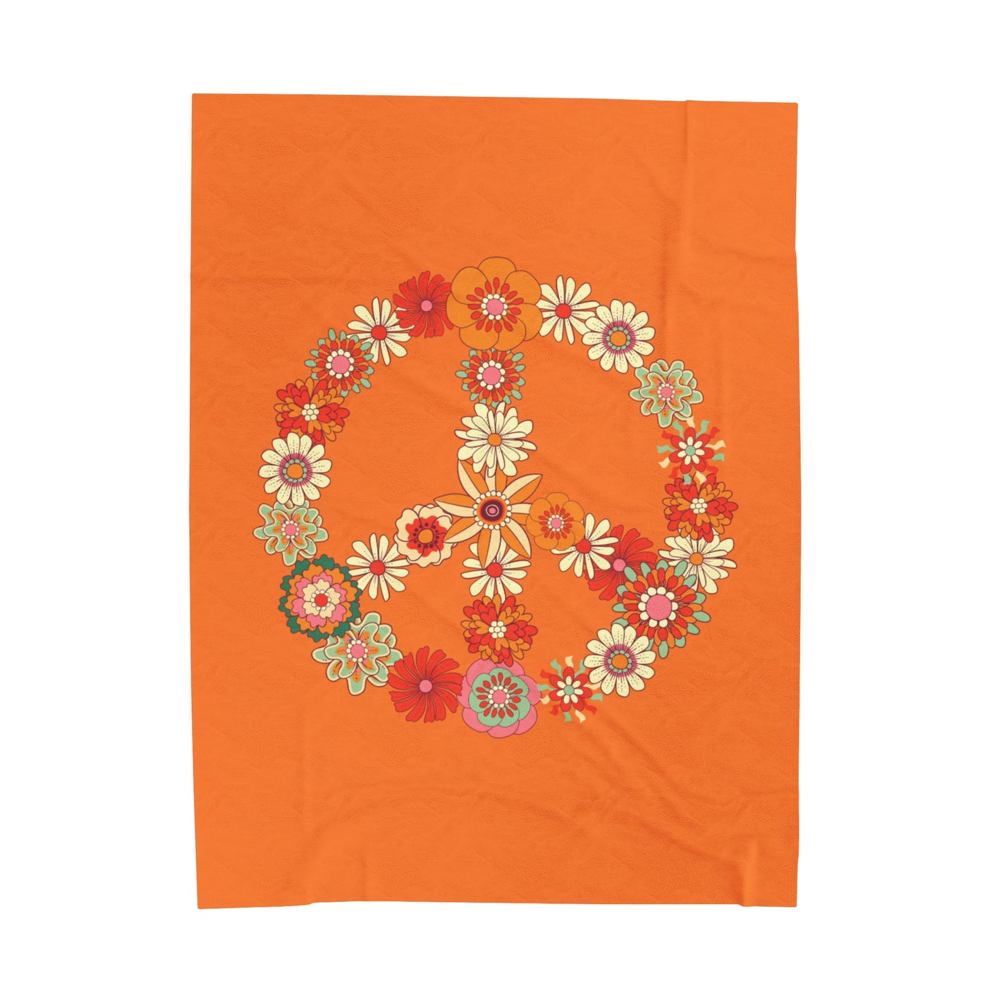 Peace Flowers Velveteen Plush Blanket