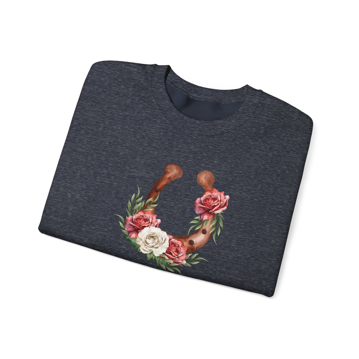 Floral Horseshoe Unisex Heavy Blend™ Crewneck Sweatshirt