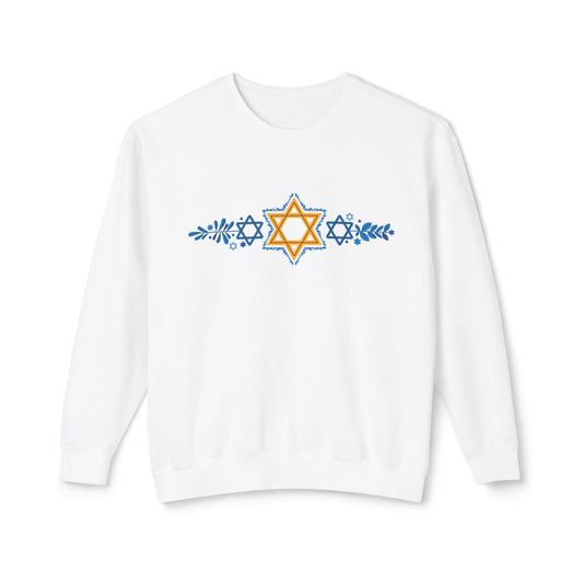 Hanukkah Stars Unisex Lightweight Crewneck Sweatshirt