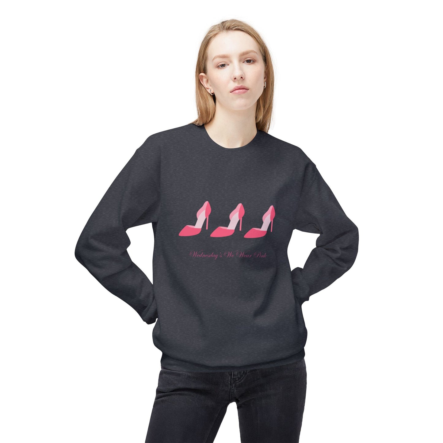 Wednesday Pink Unisex Midweight Softstyle Fleece Crewneck Sweatshirt