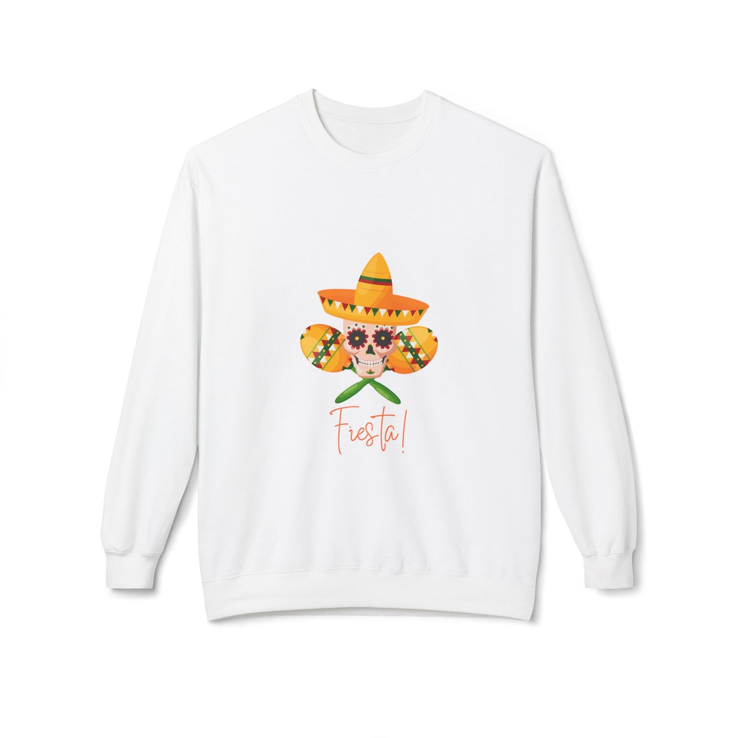 Fiesta Skull Maracas Unisex Midweight Softstyle Fleece Crewneck Sweatshirt