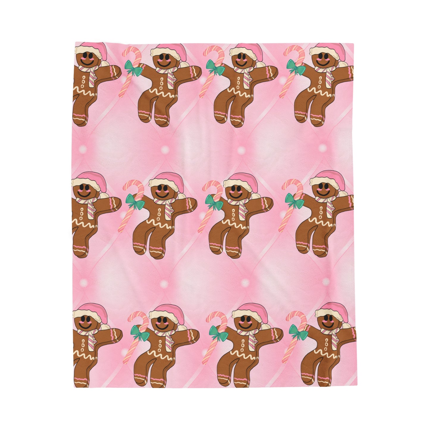 Pink Gingerbread Velveteen Plush Blanket