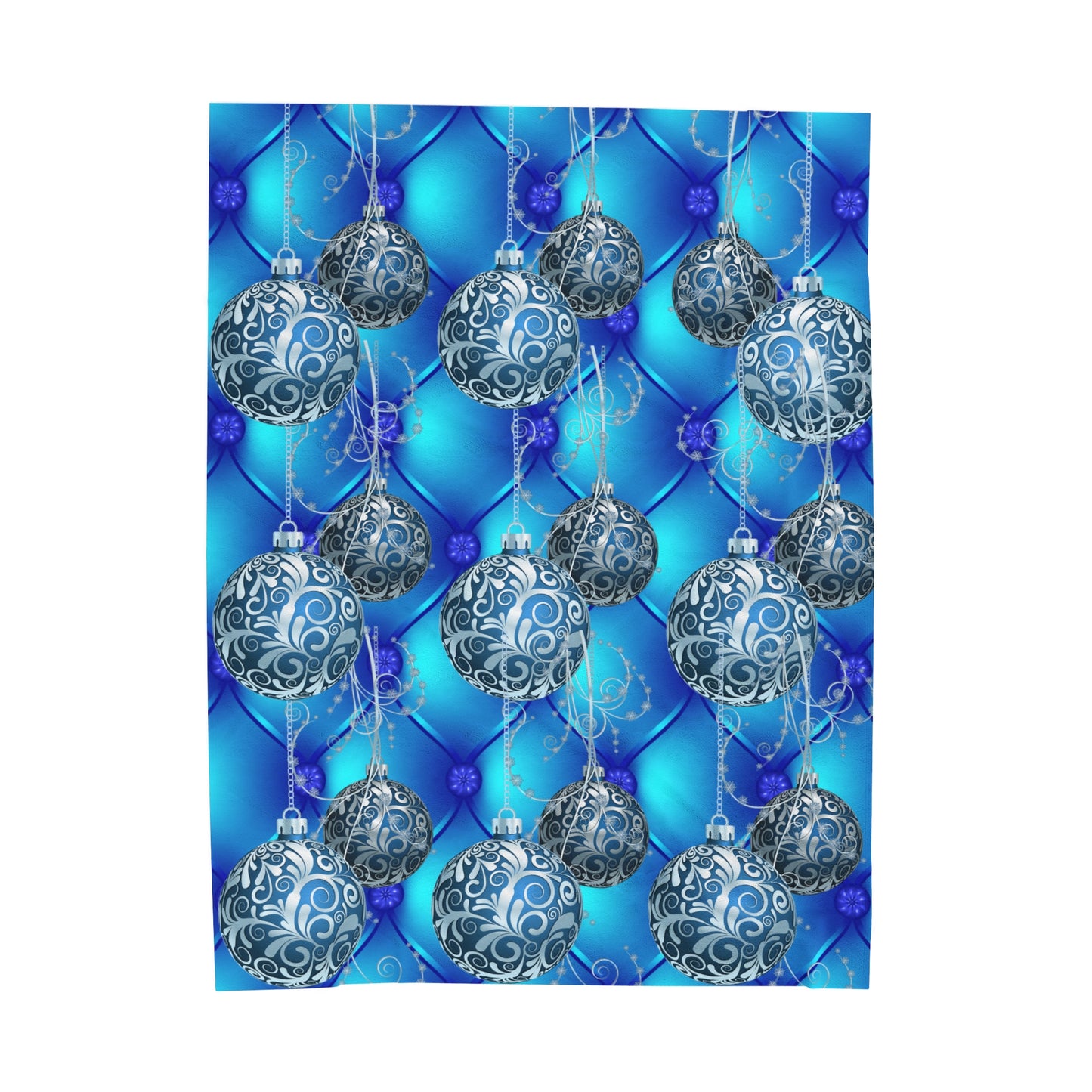 Blue Holiday Velveteen Plush Blanket