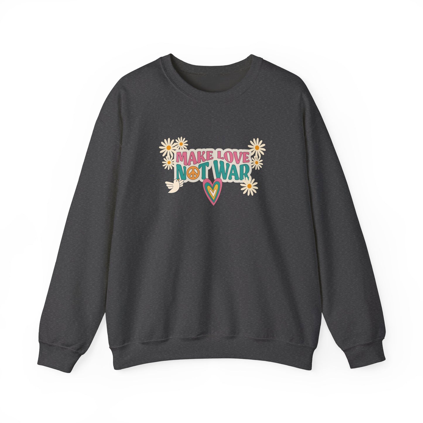 Love Not War Heart Unisex Heavy Blend™ Crewneck Sweatshirt