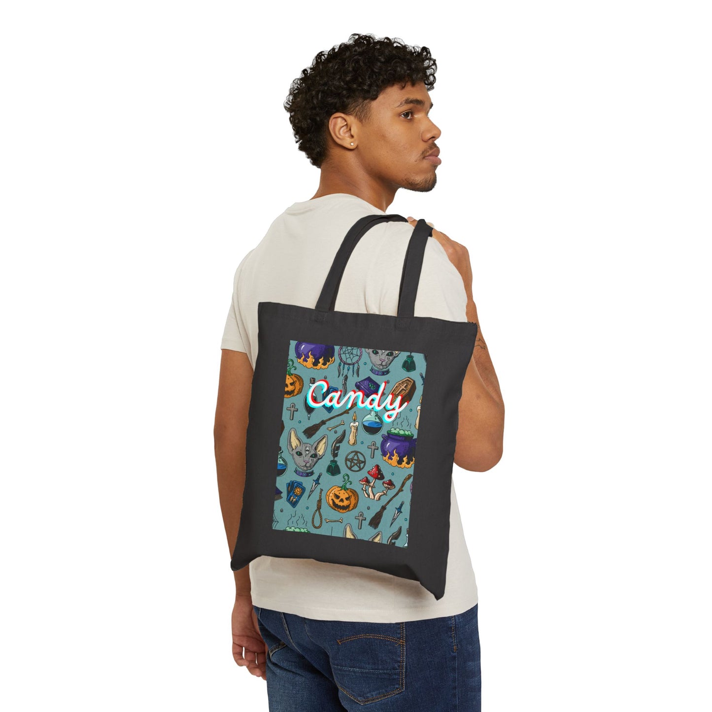 Witchy Candy Trick or Treat Cotton Canvas Tote Bag