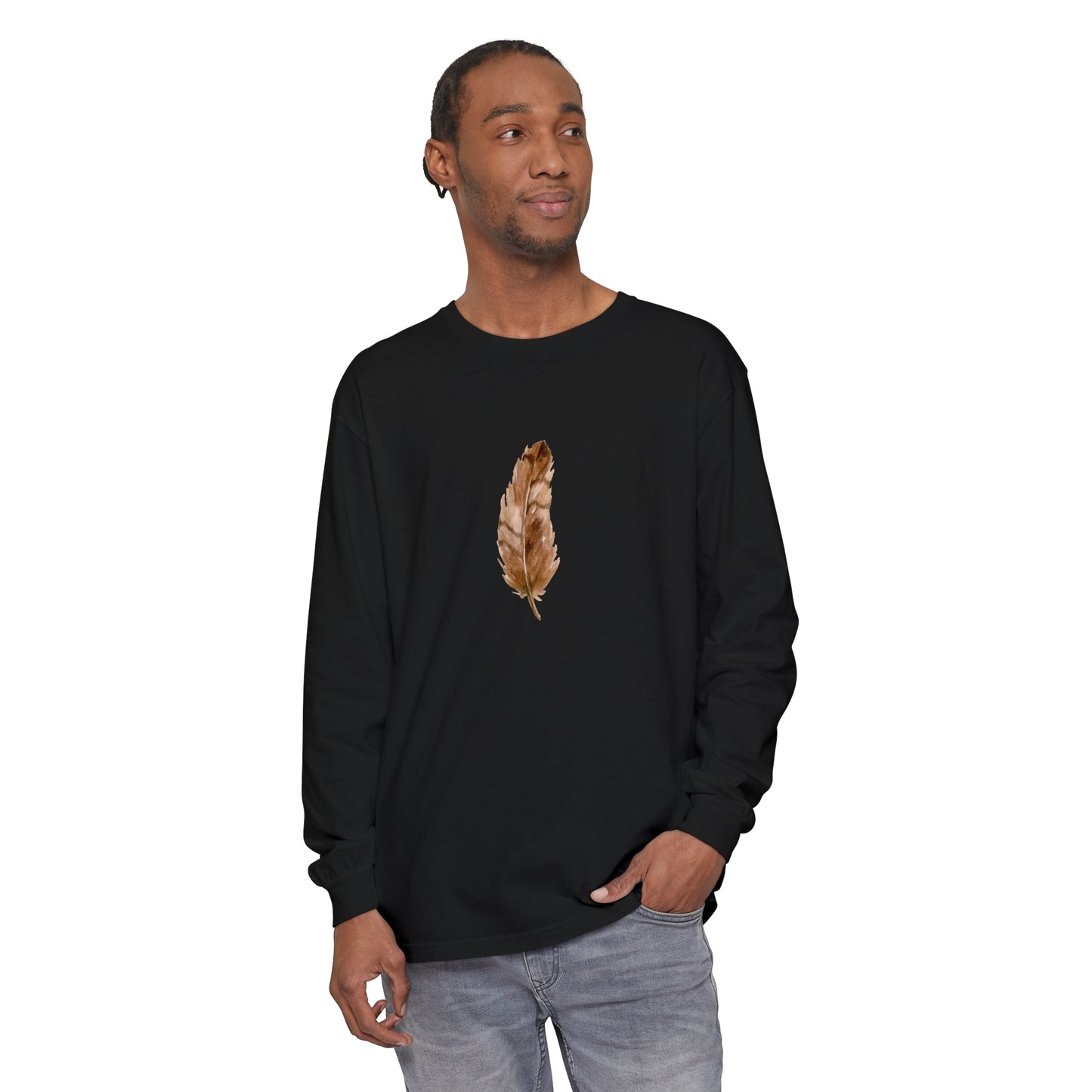 Hawk Feather Unisex Garment-dyed Long Sleeve T-Shirt