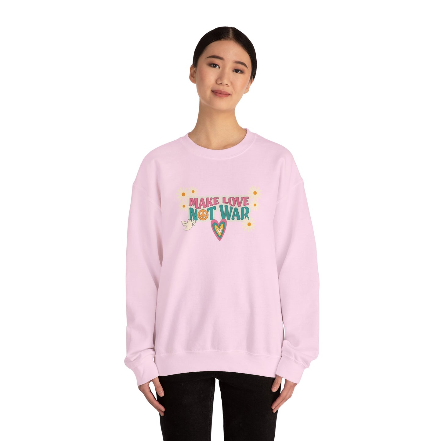 Love Not War Heart Unisex Heavy Blend™ Crewneck Sweatshirt