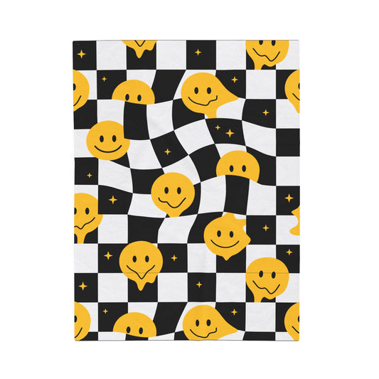 Smile Check Velveteen Plush Blanket