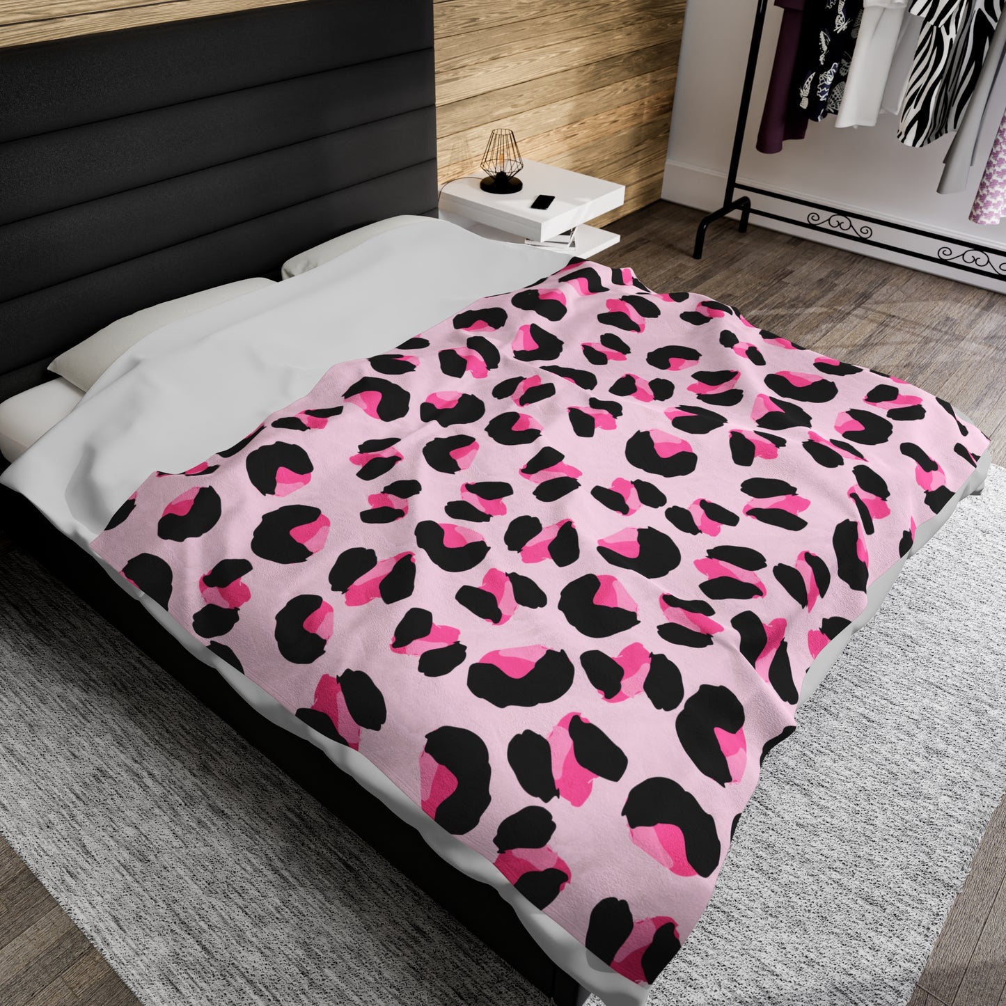 Pink Leopard Velveteen Plush Blanket