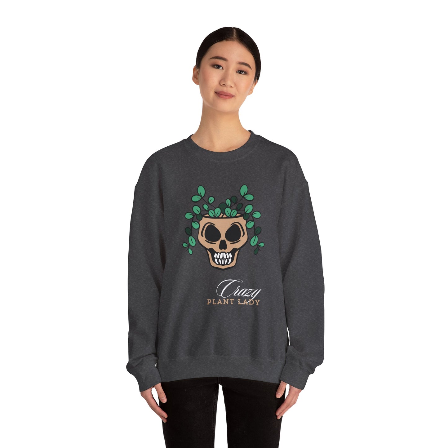 Crazy Plant Lady Skull Unisex Heavy Blend™ Crewneck Sweatshirt