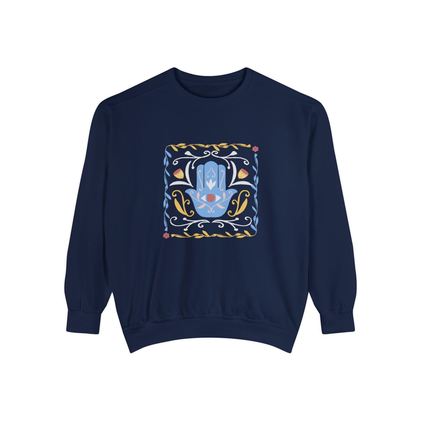 Hamsa Vines Unisex Garment-Dyed Sweatshirt