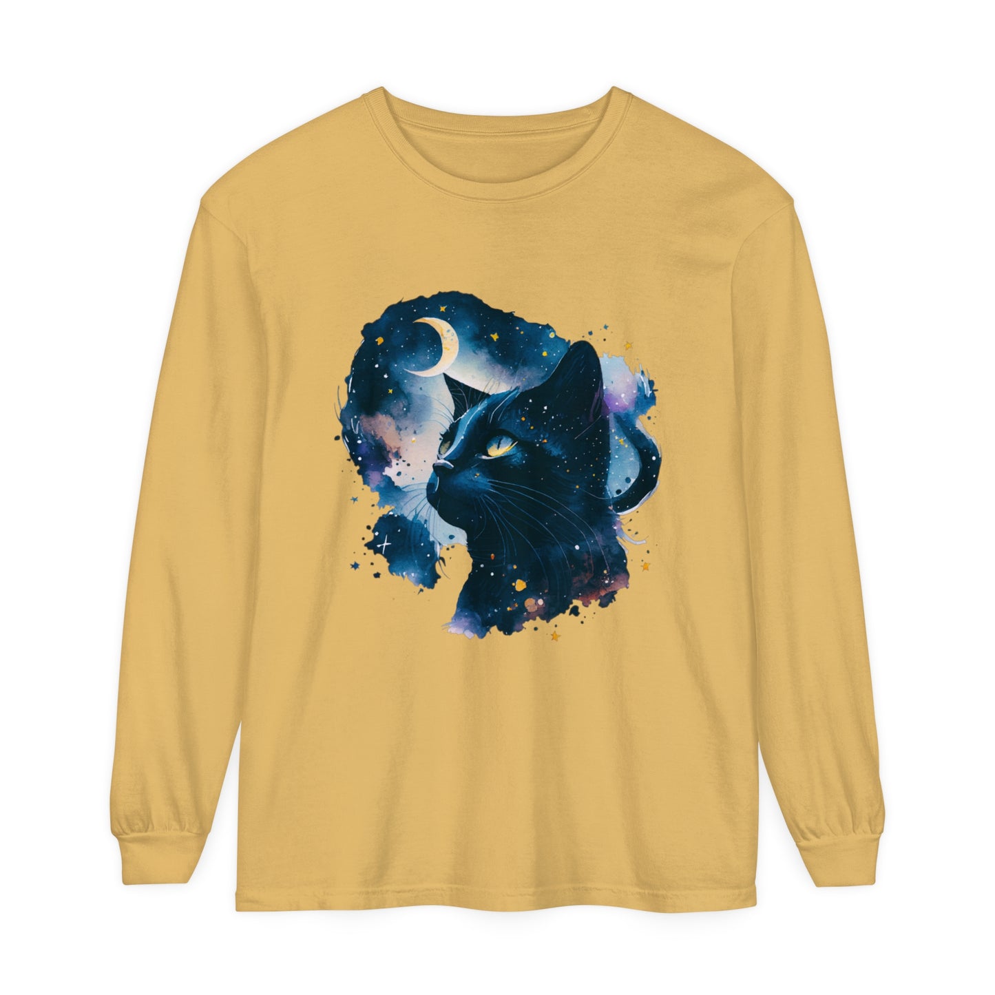 Black Cat Unisex Garment-dyed Long Sleeve T-Shirt