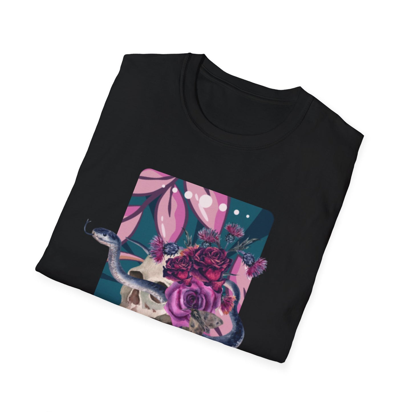 Floral Snake Skull Unisex Softstyle T-Shirt