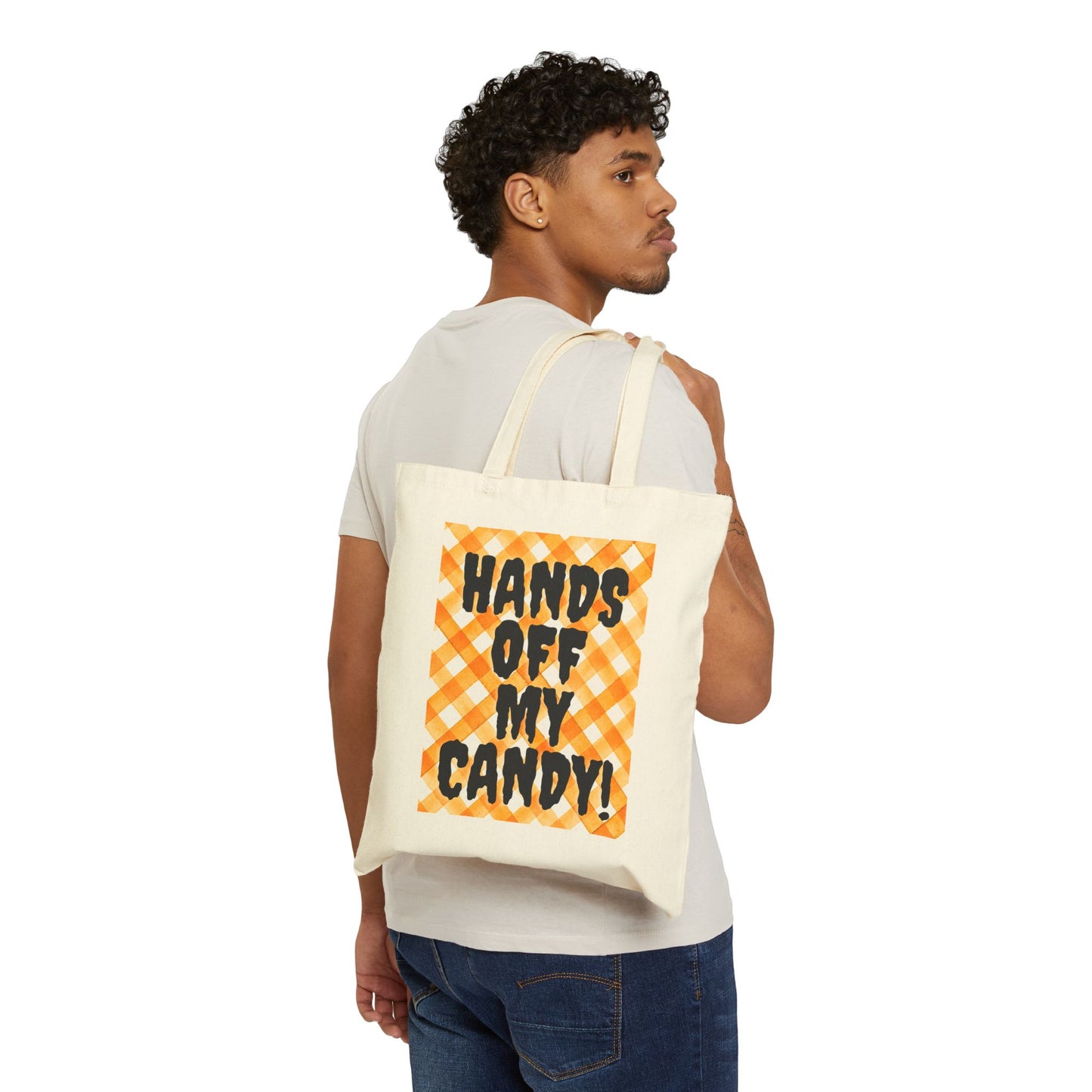 Hands Off Trick or Treat Cotton Canvas Tote Bag