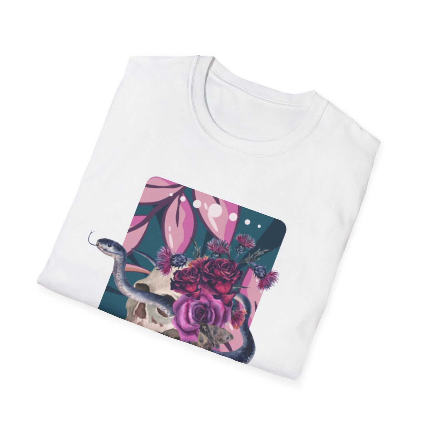 Floral Snake Skull Unisex Softstyle T-Shirt