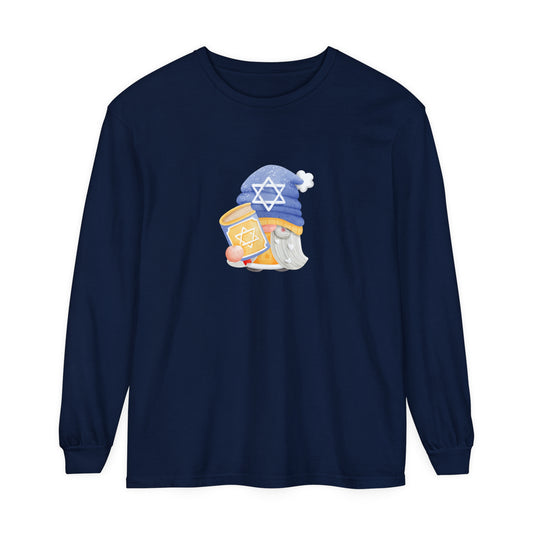 Hanukkah Gnomie Unisex Garment-dyed Long Sleeve T-Shirt