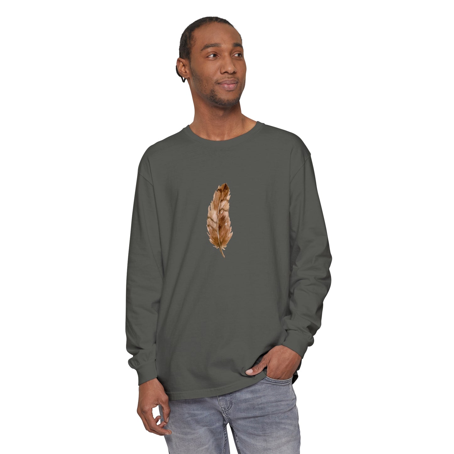 Hawk Feather Unisex Garment-dyed Long Sleeve T-Shirt