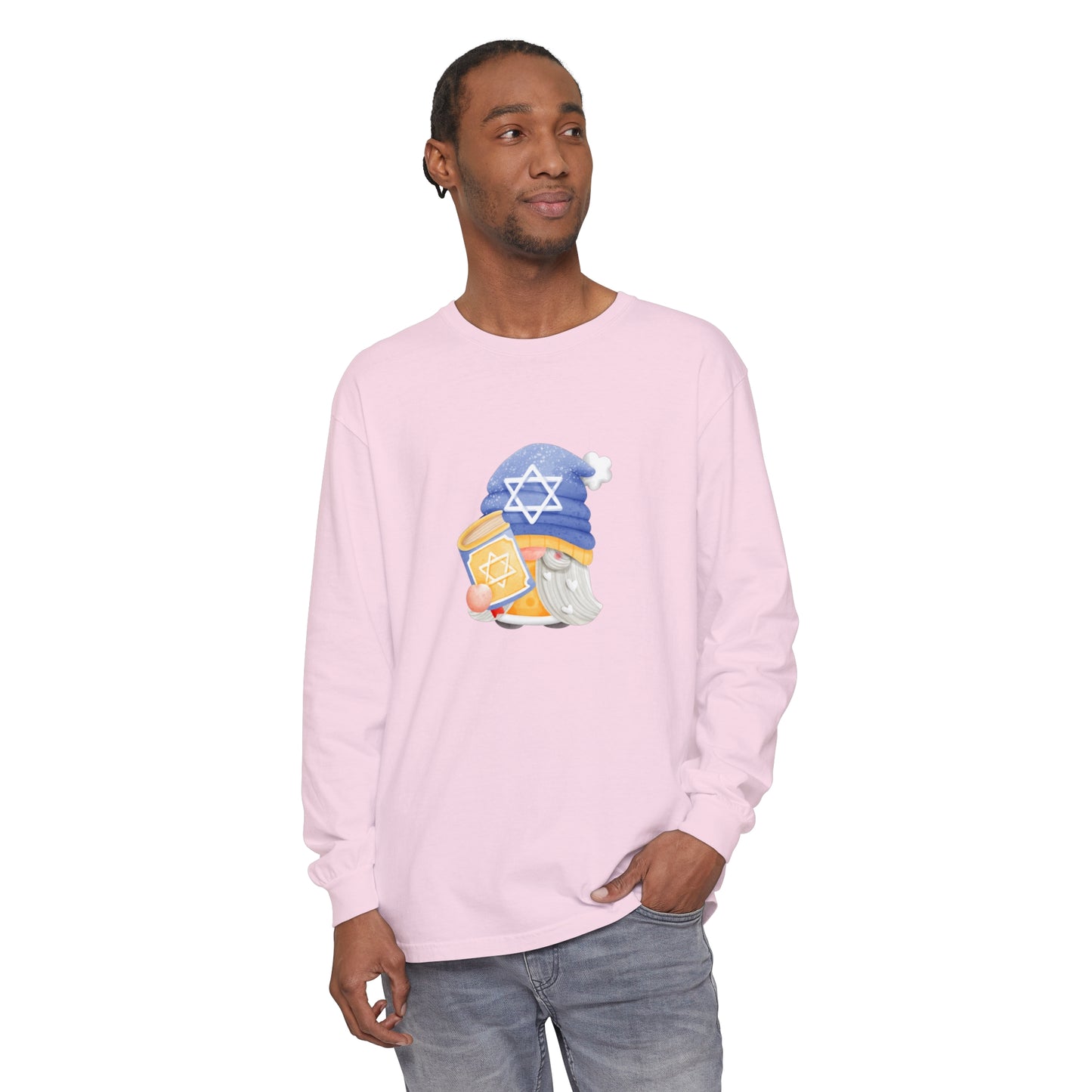 Hanukkah Gnomie Unisex Garment-dyed Long Sleeve T-Shirt