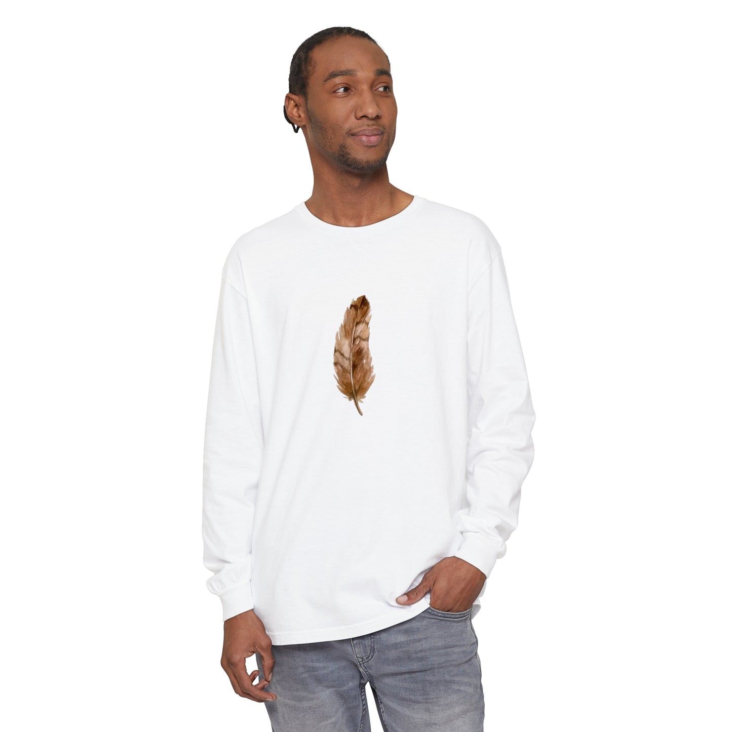 Hawk Feather Unisex Garment-dyed Long Sleeve T-Shirt