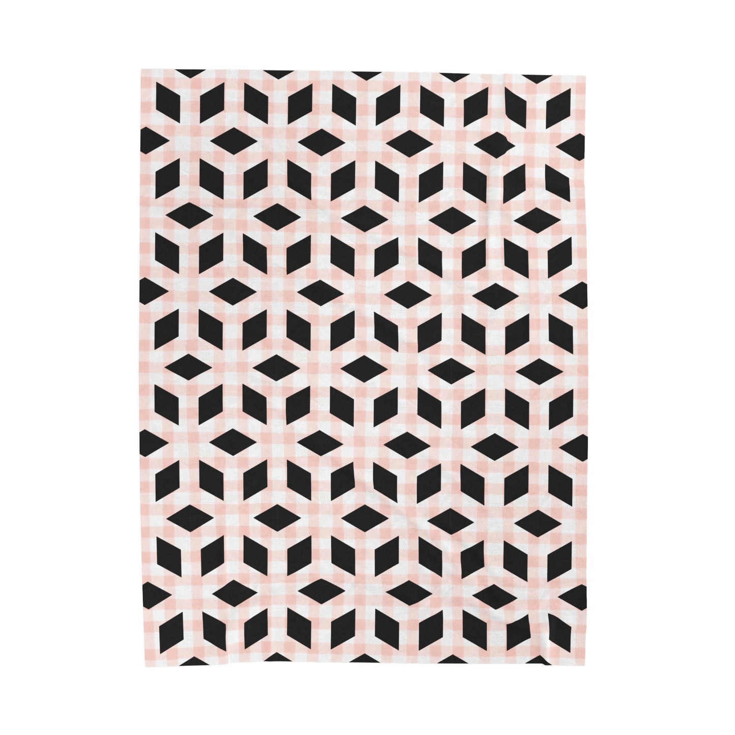 Pink Black Geometric Velveteen Plush Blanket