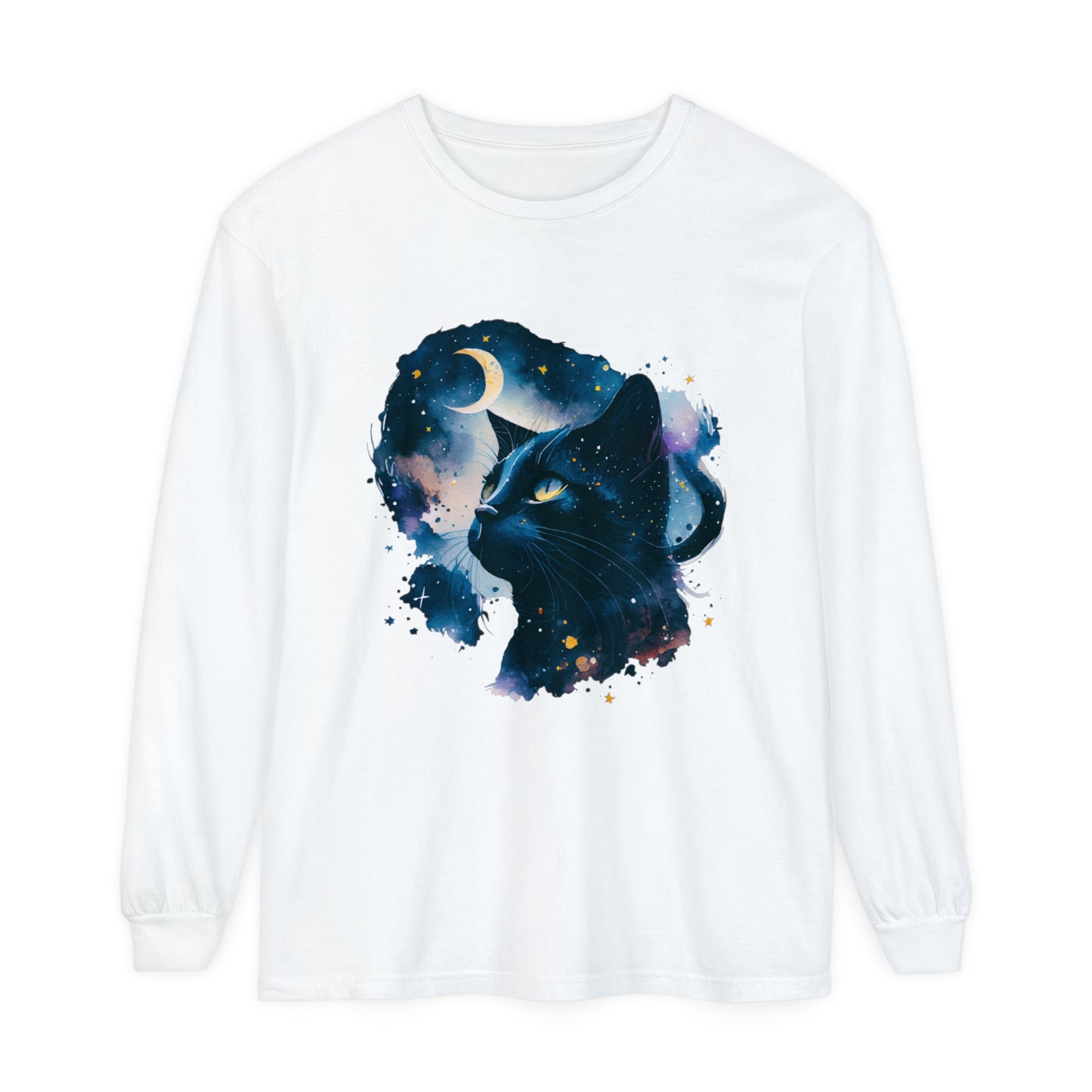 Black Cat Unisex Garment-dyed Long Sleeve T-Shirt