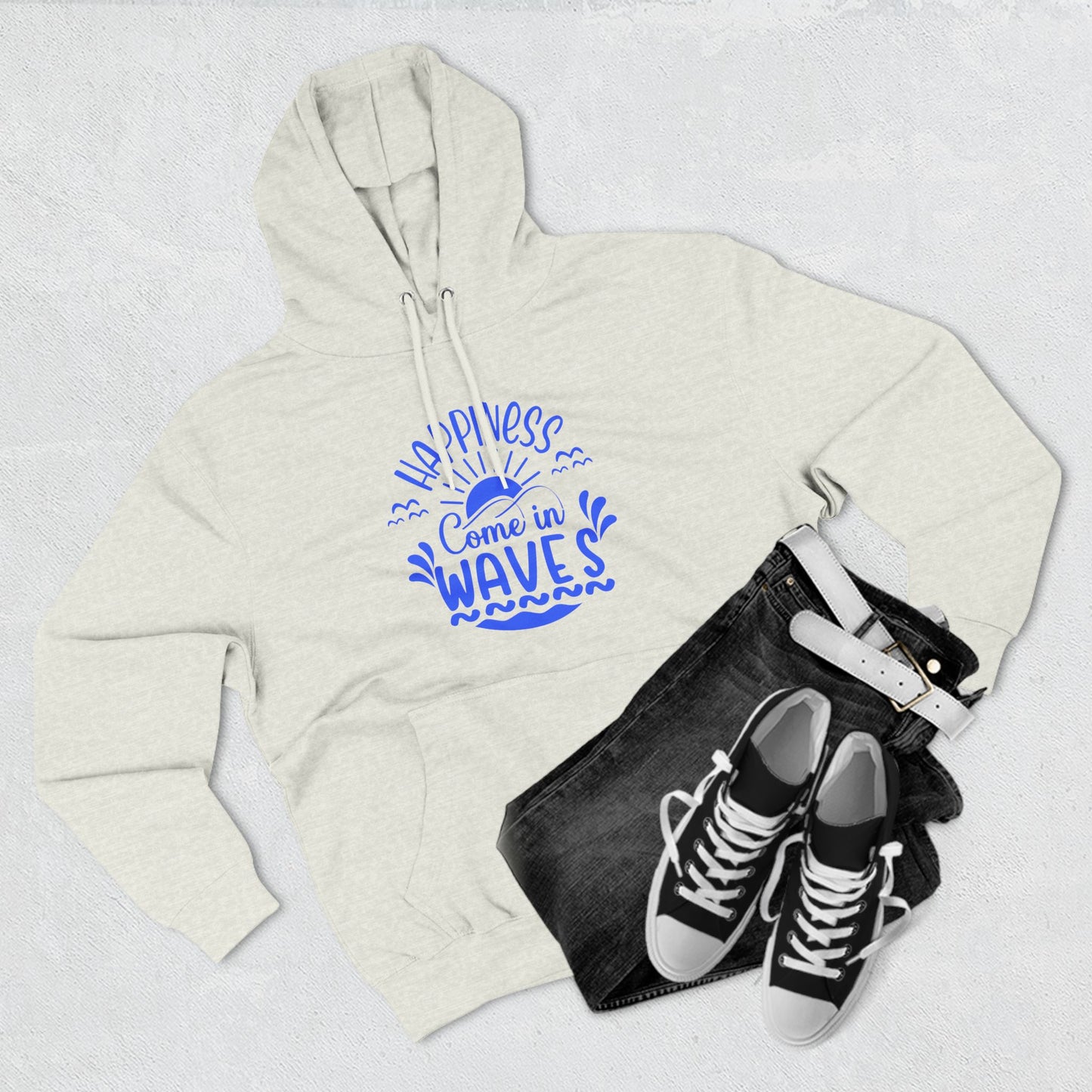 Happiness Waves Three-Panel Fleece Hoodie