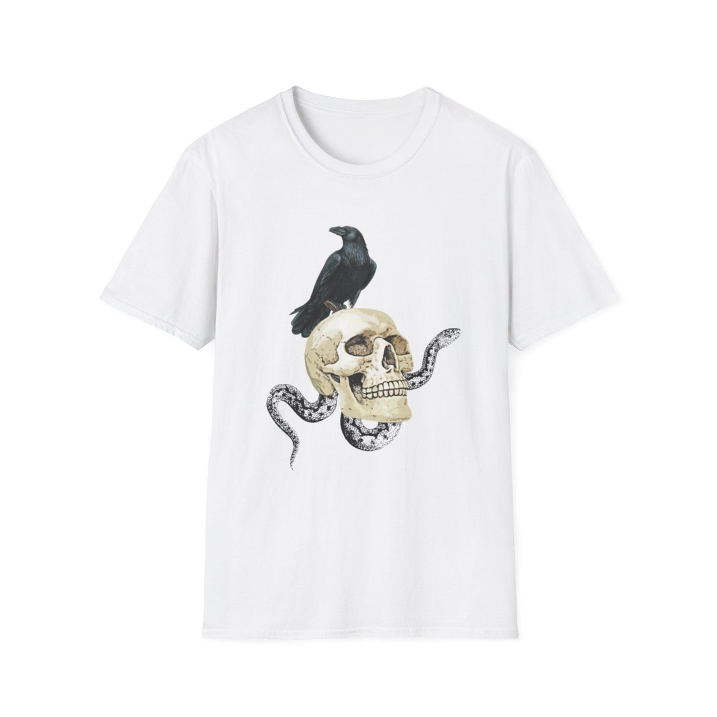 Snake Raven Skull Unisex Softstyle T-Shirt